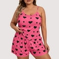 thumbnail image 1 of Ailaofu Women's Plus Size Pajama Set 2 Piece Cute Heart Print Lounge Cami Top and Elastic Waist Shorts Pjs Sleepwear, 1 of 3