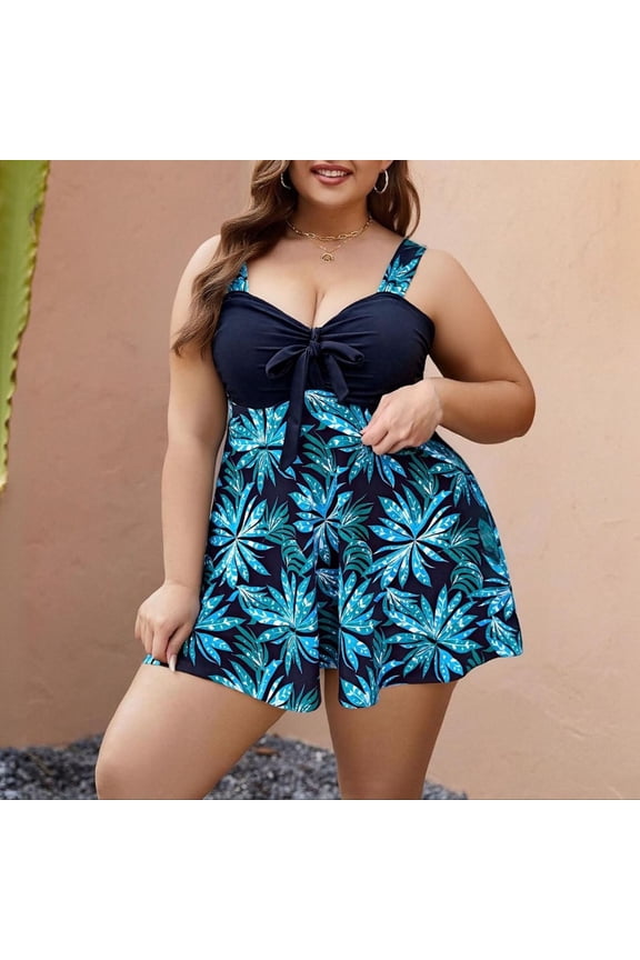 Women's Plus Size Swimdress One Piece Swimsuit Retro Print Swimwear Pin Up Bathing Suit