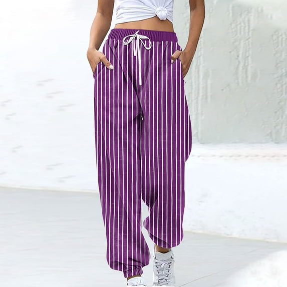 Ailaofu Women's Printed Pattern Sweatpants Drawstring Elastic Waist Casual Joggers Pants with Pockets