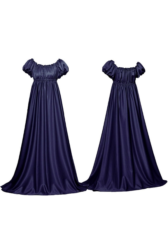 Women's Regency Dress Jane Austen Style High Waistline Ruffled Puff Sleeve Victorian Long Ball Gown Tea Party