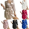 thumbnail image 1 of Ailaofu Women's Satin Robe Short Silky Robes Lightweight Kimono Brides Bathrobes Sleepwear, 1 of 7