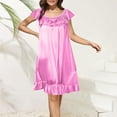 thumbnail image 1 of Ailaofu Women's Satin Silk Nightgown Short Sleeve Pleated House Dress Soft Mid Length Victorian Nightdress Loose Sleepwear, 1 of 3