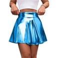 thumbnail image 1 of Ailaofu Women's Shiny Flared Pleated Mini Skater Skirt, 1 of 5