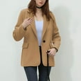 thumbnail image 1 of Ailaofu Women's Single Breasted Wool Blazer Jacket Business Casual Wool Blend Trench Pea Coat Outerwear Overcoat, 1 of 3