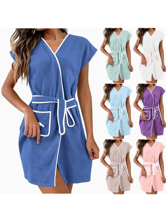 Women's Solid Color Absorbent Bathrobe – Soft Short Towel Robe, Stylish & Comfortable Quick Dry Loungewear