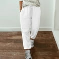 thumbnail image 1 of Ailaofu Women's Summer Drawstring Waist Wide Leg Loose Cotton Linen Palazzo Pants, 1 of 5