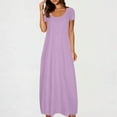 thumbnail image 1 of Ailaofu Women's Summer Short Sleeve Maxi Dresses Casual 2026 Loose Beach Dresses Shirt Dresses with Pockets, 1 of 6
