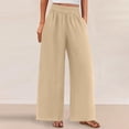 thumbnail image 1 of Ailaofu Women's Summer Waist Wide Leg Loose Cotton Linen Palazzo Pants, 1 of 7