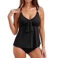thumbnail image 1 of Ailaofu Women's Two Piece Tankini Swimsuit V Neck Front Flowy Swim Top With Bottom, 1 of 7