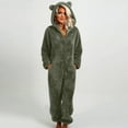 thumbnail image 1 of Ailaofu Women's Ultra Comfy Lounge Furry Sherpa Romper Onesie Pajamas Cute Ear Hood, 1 of 5