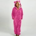thumbnail image 1 of Ailaofu Women's Ultra Comfy Lounge Furry Sherpa Romper Onesie Pajamas Cute Ear Hood, 1 of 5