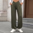 thumbnail image 1 of Ailaofu Women's V Crossover Waist Sweatpants Baggy Y2K Jogger Pants Wide Leg Fleeced Lounge Pants, 1 of 7