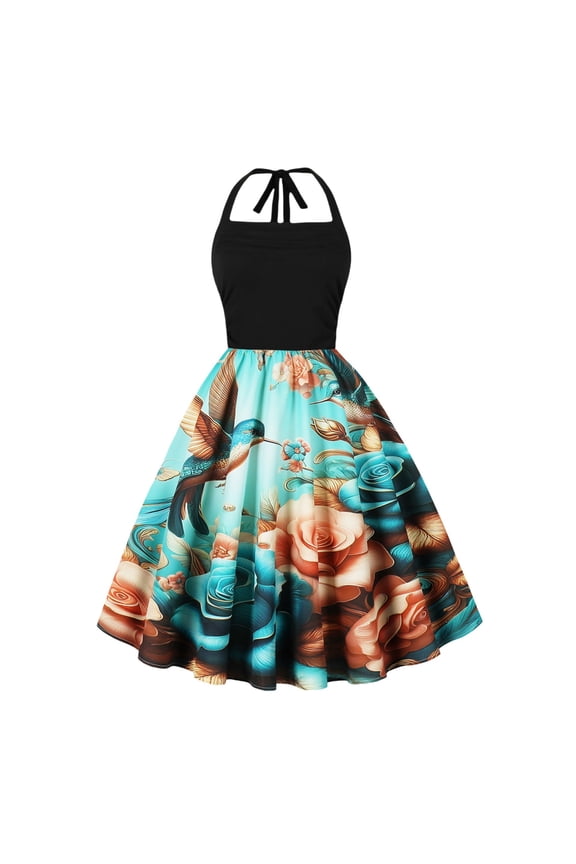 Women's Vintage Dress 50s Swing Retro Church Dress Audrey Hepburn Wedding Guest Dresses Flared Cocktail Party Dress