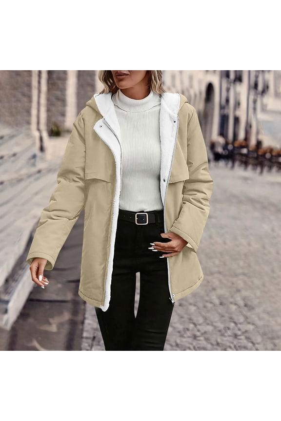 Women's Winter Fleece Lined Down Jacket Windproof Fur Warm Fit Down Jacket - Long Ski Coat for Commuting