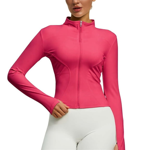 Ailaofu Women's Workout Jacket Lightweight Zip Up Yoga Jacket Cropped Athletic Slim Fit Tops