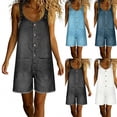 thumbnail image 1 of Ailaofu Womens Adjustable Strap Denim Overalls Shorts Button Front Casual Loose Fit Romper Shorts with Pockets, 1 of 6