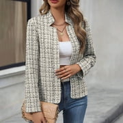 AILAOFU Womens Business Coat Open Front Blazer Long Sleeve Notch Stand Collar Work Office Dressy Jacket