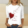 thumbnail image 1 of Ailaofu Womens Casual 3/4 Sleeve Round Neck Valentine T Shirts Cute Love Heart Printed Graphic Tee Tops Basic Tees, 1 of 5