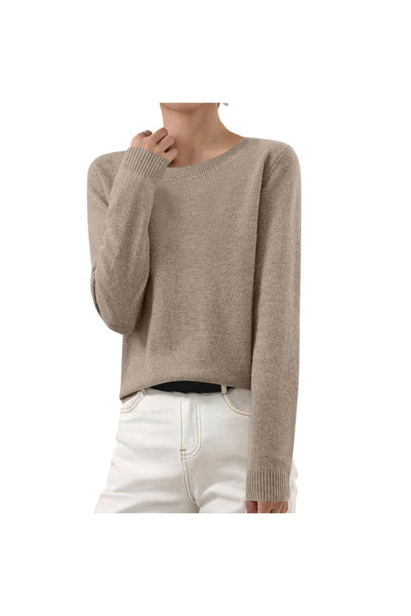 Womens Fall Sweaters Wool Blend Lightweight Long Sleeve Basic Crew Neck Pullover Sweater Tops Dressy Casual