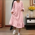 thumbnail image 1 of Ailaofu Womens Flannel Nightgown Long Sleeve Victorian Ruffle Nightgowns Knee Length Sleepwear Soft Cozy Loungewear, 1 of 5