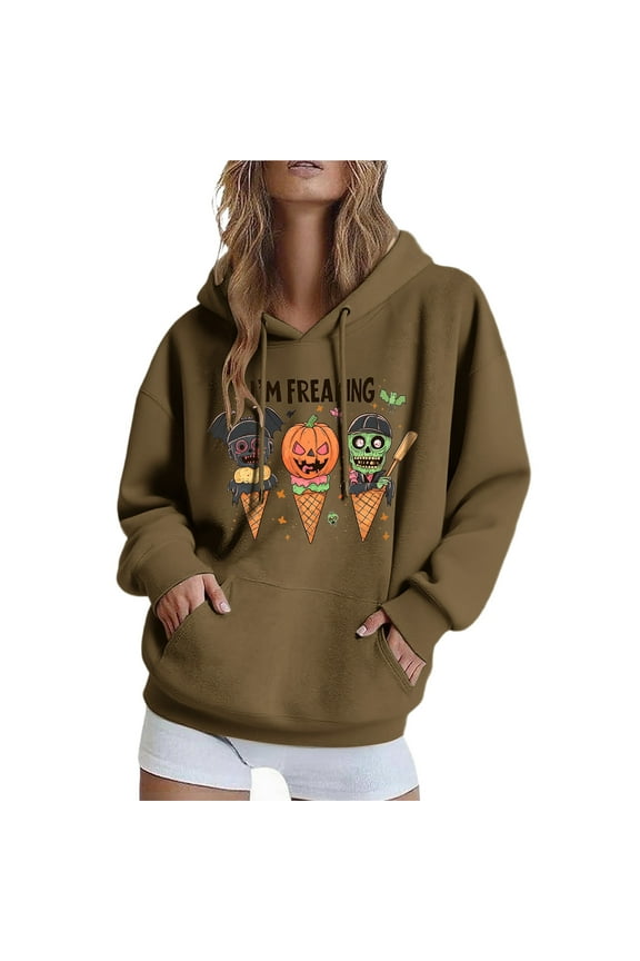 Womens Halloween Sweatshirt Cute Graphic Crewneck Pullover Printed Long Sleeve Fall Outfits Sweatshirts