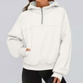 thumbnail image 1 of Ailaofu Womens Hoodies Quarter Half Zip Pullover Oversized Sweatshirts Half With Pockets Fall Clothes, 1 of 5