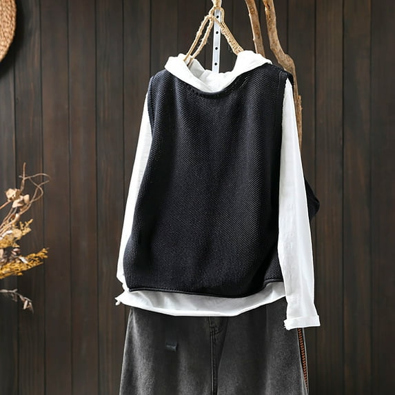 Ailaofu Womens’Knit Sweater Vest V Neck Sleeveless Cardigan Button Down Sweater Pocket Outwear Tops