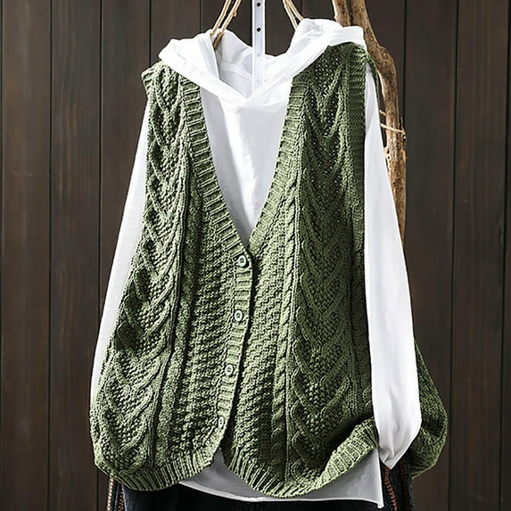 Ailaofu Womens’Knit Sweater Vest V Neck Sleeveless Cardigan Button Down Sweater Pocket Outwear Tops