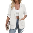 thumbnail image 1 of Ailaofu Womens Linen Blazer Casual Long Sleeve Lightweight One Button Jackets Spring Summer Suit, 1 of 7