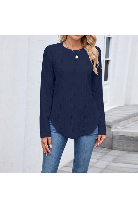 Womens Long Sleeve Eyelet Tops Shirts Crewneck Dressy Hollow Out Crochet Lace Embroidered Blouses 2025 Fall Fashion