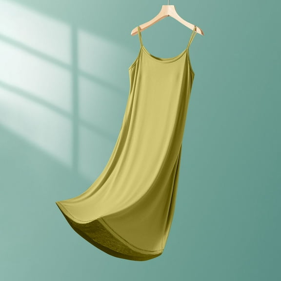 Ailaofu Womens Modal Nightgown Full Slip Midi Loose Dress Spaghetti Strap Mini Cami Tank Sleepwear