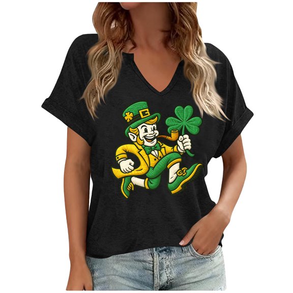 Ailaofu Womens Novelty Saint Patricks T Shirt Funny Irish Tees Cool Party Tees for Women