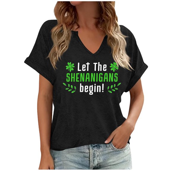 Ailaofu Womens Novelty Saint Patricks T Shirt Funny Irish Tees Cool Party Tees for Women