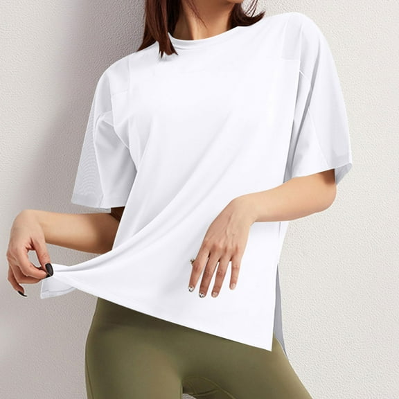 Ailaofu Womens Oversized Yoga Vest Summer T Shirts Plus Size Cute Casual Tops Short Sleeves Fashion Workout Clothes