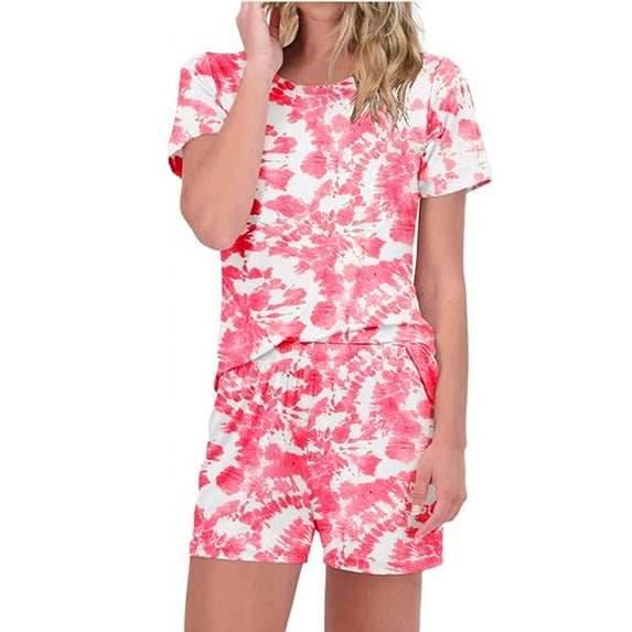 Ailaofu Womens Pajama Sets Short Sleeve Pajamas for Women Sets Soft Lounge Sets Casual Crew Neck Sleepwear PJS