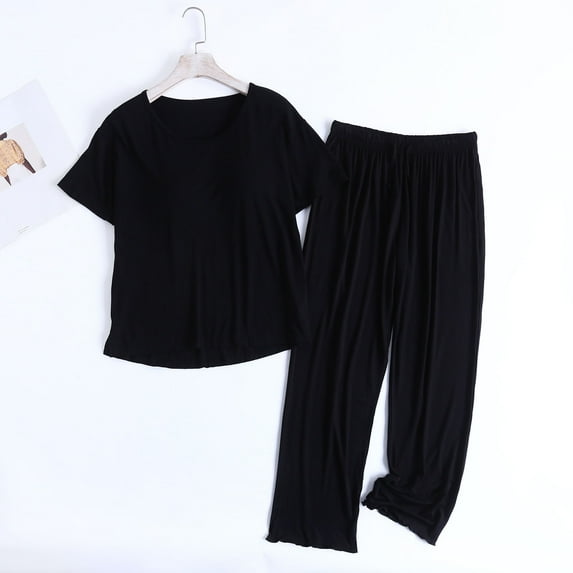 Ailaofu Womens Pajamas Sets Built in Bra Casual Short Sleeve Shirts with Shorts Soft Modal Sleepwear Cotton Lounge Sets