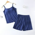 thumbnail image 1 of Ailaofu Womens Pajamas Sets Built in Bra Casual Suspenders with Shorts Soft Modal Sleepwear Cotton Lounge Sets, 1 of 6