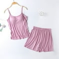 thumbnail image 1 of Ailaofu Womens Pajamas Sets Built in Bra Casual Suspenders with Shorts Soft Modal Sleepwear Cotton Lounge Sets, 1 of 6