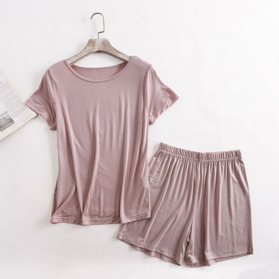 Ailaofu Womens Pajamas Sets Casual Short Sleeve Shirts with Shorts Soft Modal Sleepwear Cotton Lounge Sets