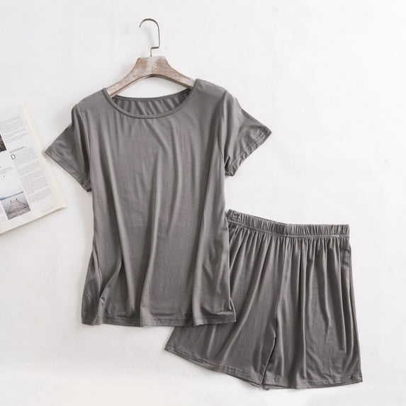 Ailaofu Womens Pajamas Sets Casual Short Sleeve Shirts with Shorts Soft Modal Sleepwear Cotton Lounge Sets