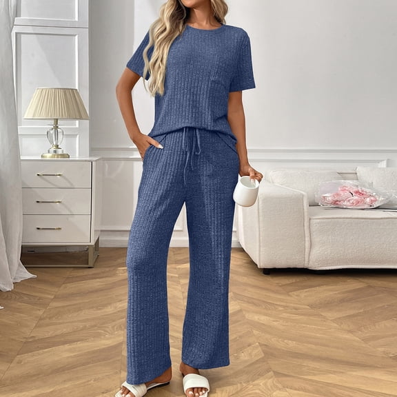 Ailaofu Womens Pajamas Sets Short Sleeve Shirts with Long Pants Soft Modal Sleepwear Cotton Lounge Sets