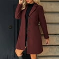 thumbnail image 1 of Ailaofu Womens Peacoat Faux Wool Blend Single Breasted Long Trench Coat Dress Overcoat Winter, 1 of 7