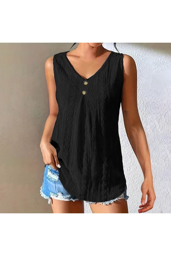 Womens Sleeveless Tunic Plus Size Tank Top with Flare Hem Comfy Loose Shirt Blouse