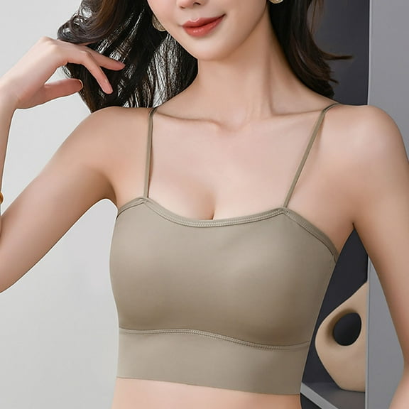 Ailaofu Womens Spaghetti Thin Strap Sports Bra - Padded Wireless Square Neck Workout Yoga Clothes
