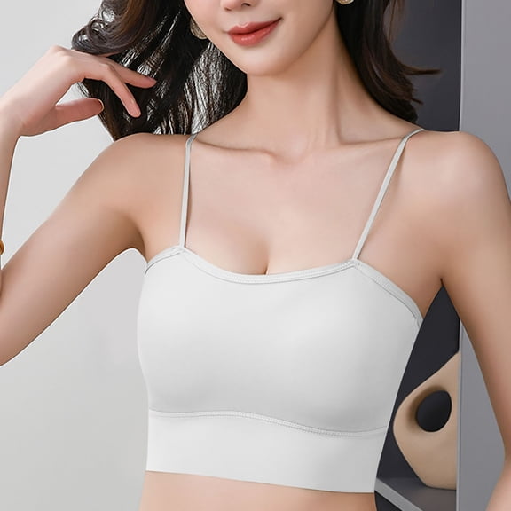 Ailaofu Womens Spaghetti Thin Strap Sports Bra - Padded Wireless Square Neck Workout Yoga Clothes