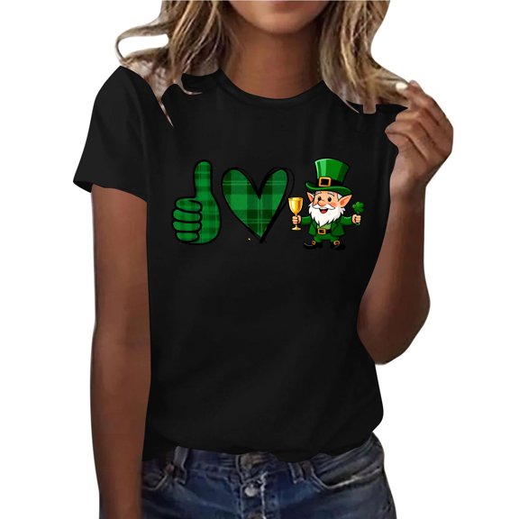 Ailaofu Womens St Patricks Day Shirt Green Shamrock Luck Shirts St Patricks Day Irish Clover Graphic Tshirt Tops