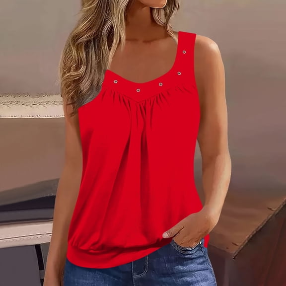 Ailaofu Womens Tank Tops Summer Sleeveless Blouse V Neck Casual Loose Fit Tunic Shirt