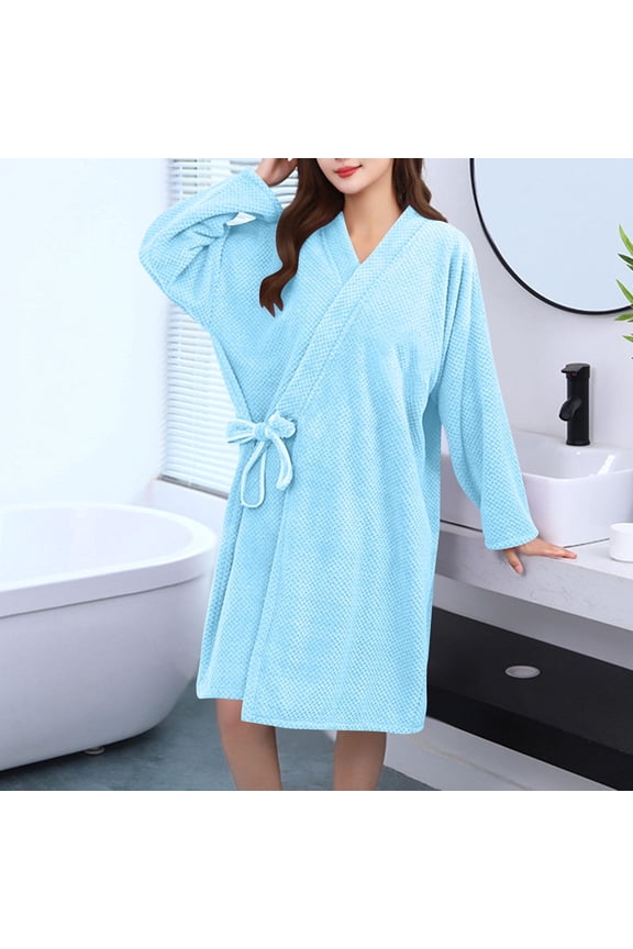 Womens Terry Home Cloth Bathrobe Short Sleeve Tie Waist Spa Hotel Dressing Gown Short Soft Plush Robes