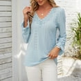 thumbnail image 1 of Ailaofu Womens Tops V Neck Boho Long Sleeve Shirts Blouses Flowy Lace Crochet Clothing Casual Trendy Tunic, 1 of 6