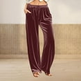 thumbnail image 1 of Ailaofu Womens Velvet Wide Leg Pants 2025 Casual Loose Long Pants Sweatpants High Waist Comfy Trousers with Pockets, 1 of 6